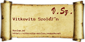 Vitkovits Szolón névjegykártya